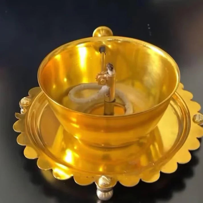 Shree Akhand Jyot Diya & Cover - Brass (पीतल) - Premium Quality ✅