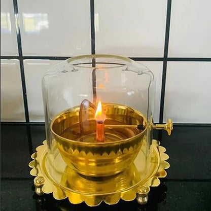 Shree Akhand Jyot Diya & Cover - Brass (पीतल) - Premium Quality ✅