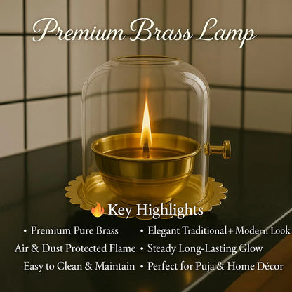 Shree Akhand Jyot Diya & Cover - Brass (पीतल) - Premium Quality ✅